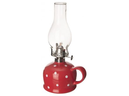 Foto - Lampa petrolejová s cylindrem keramická s tečkou